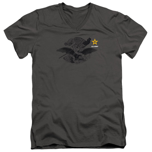 Army - Left Chest - Short Sleeve Adult V-neck - Charcoal T-shirt