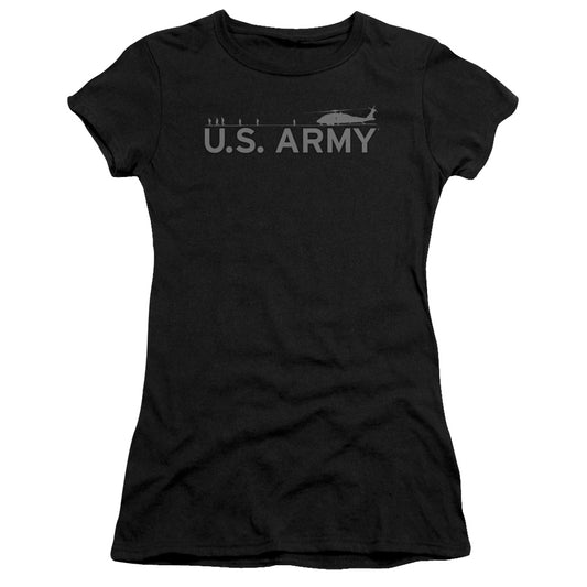 Army - Helicopter - Short Sleeve Junior Sheer - Black T-shirt
