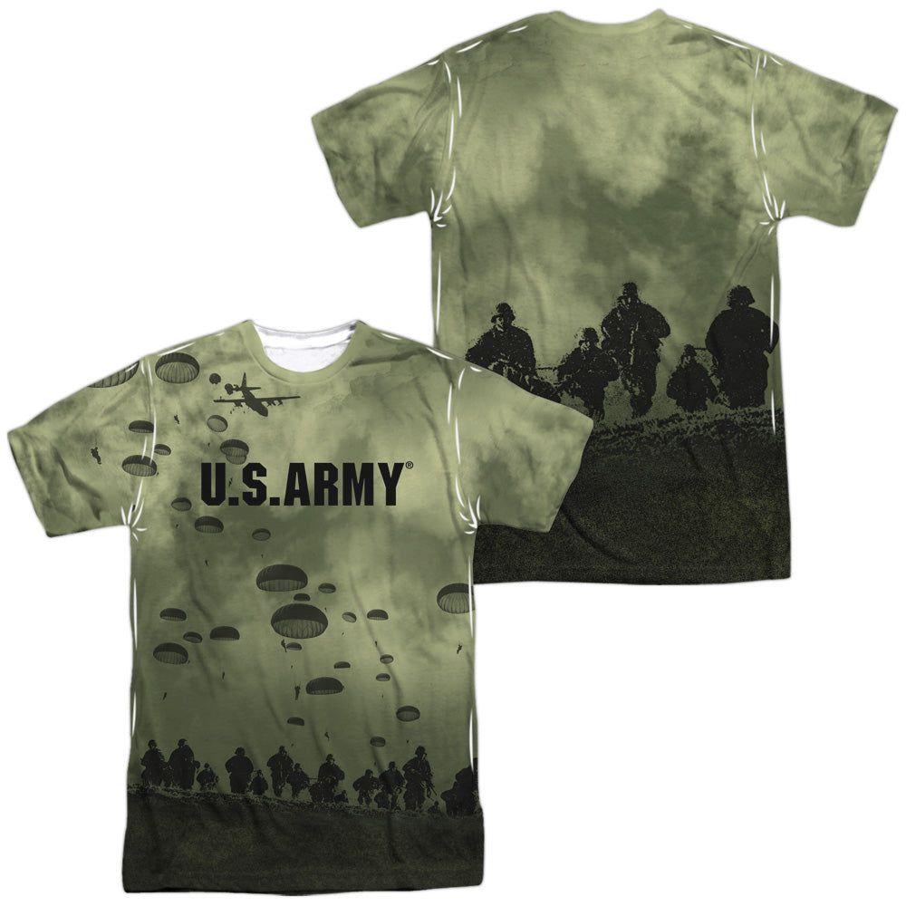 Army - Air To Land (Front/back Print) - Short Sleeve Adult Poly Crew - White T-shirt