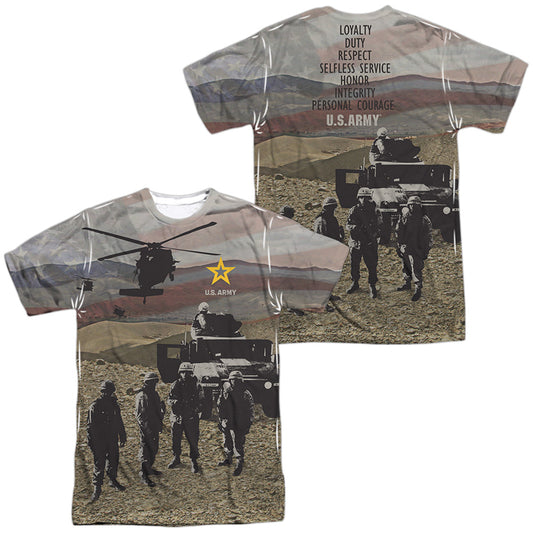 Army - Values (Front/back Print) - Short Sleeve Adult Poly Crew - White T-shirt