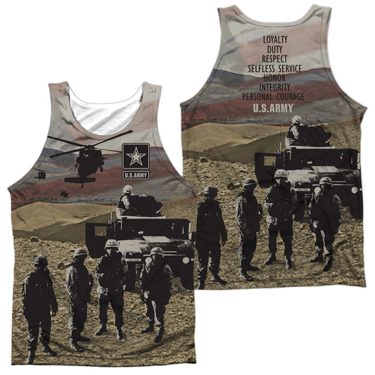 Army - Values (Front/back Print) - Adult 100% Poly Tank Top - White