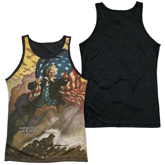Army - Vintage Poster - Adult Poly Tank Top Black Back - White