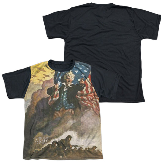 Army - Vintage Poster - Short Sleeve Youth White Front Black Back   - White T-shirt