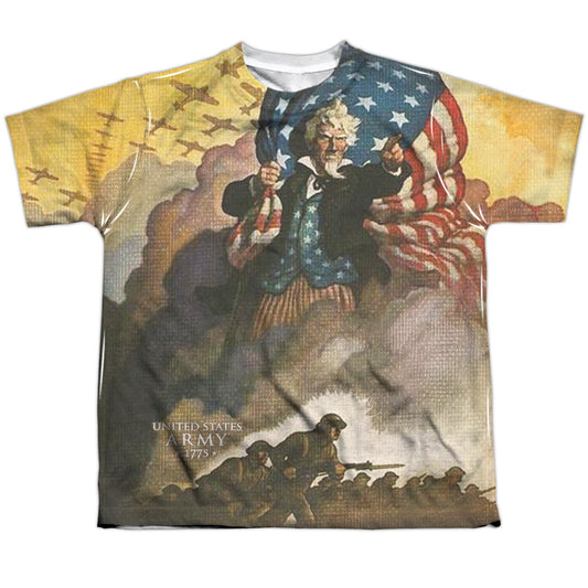 Army - Vintage Poster - Short Sleeve Youth Poly Crew - White T-shirt