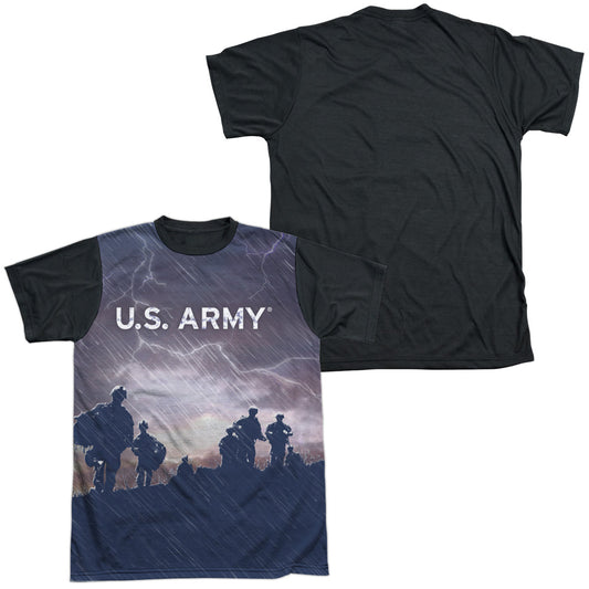 Army - Up Hill - Short Sleeve Adult White Front Black Back   - White T-shirt