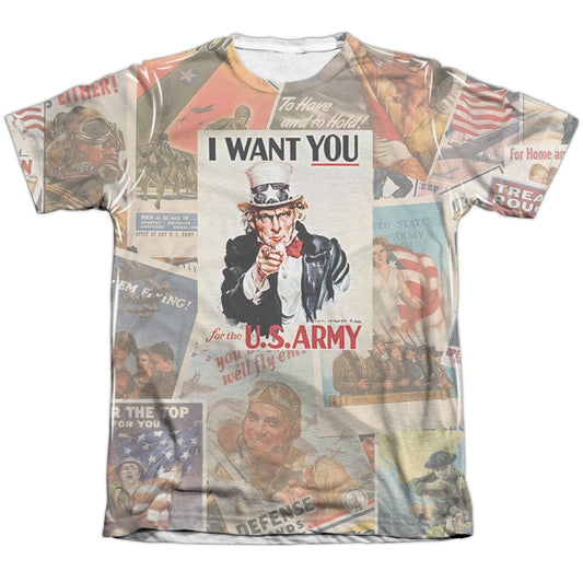 Army - Vintage Collage - Adult Poly/cotton Short Sleeve Tee - White T-shirt