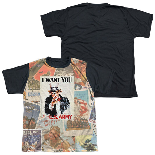 Army - Vintage Collage - Short Sleeve Youth White Front Black Back   - White T-shirt