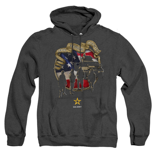 Army - Duty Honor Country - Adult Heather Hoodie - Black