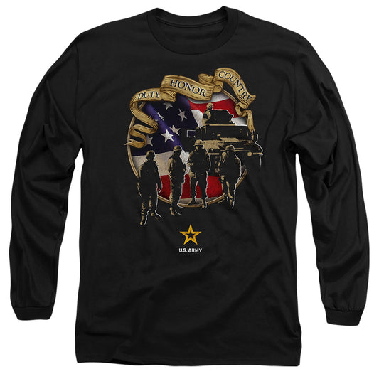 Army - Duty Honor Country - Long Sleeve Adult 18/1 - Black T-shirt