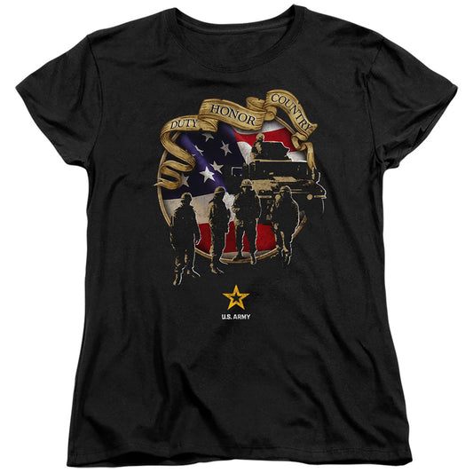 Army - Duty Honor Country - Short Sleeve Womens Tee - Black T-shirt
