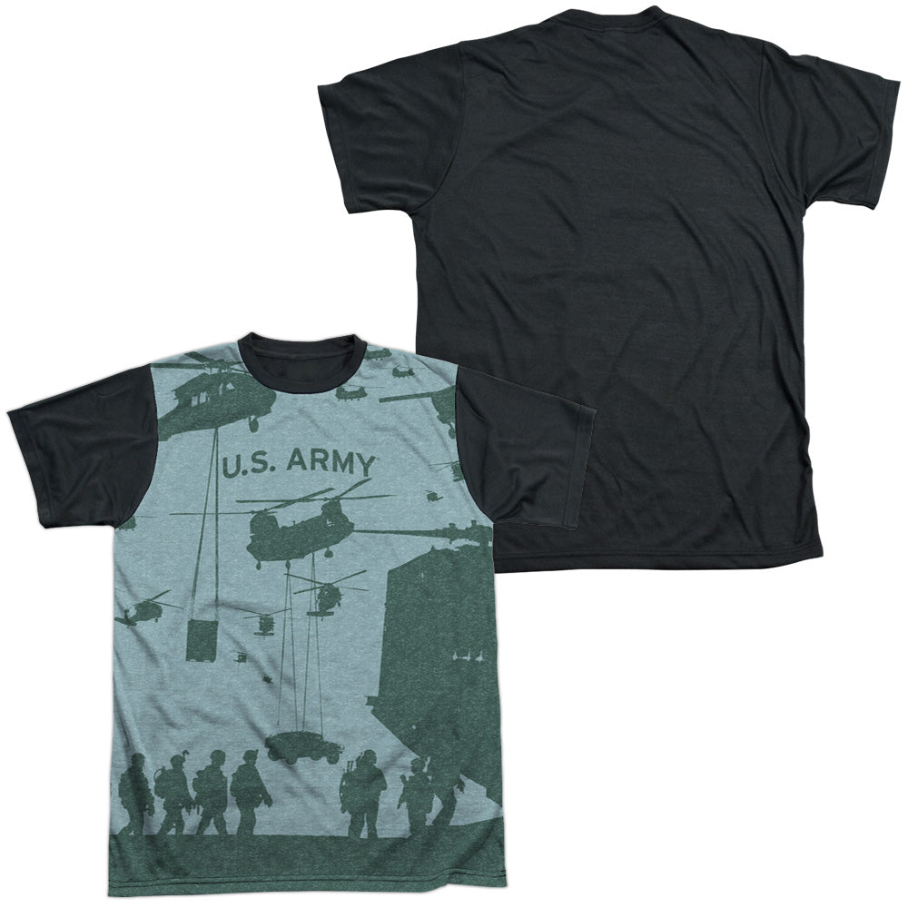 Army - Airborne - Short Sleeve Adult White Front Black Back   - White T-shirt
