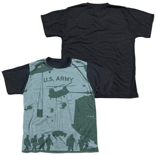 Army - Airborne - Short Sleeve Youth White Front Black Back   - White T-shirt