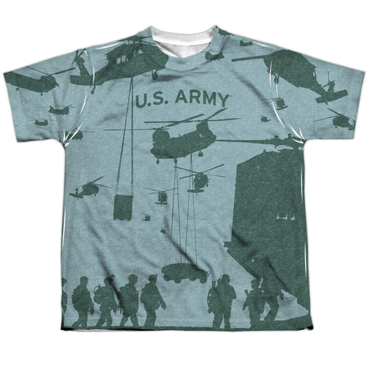 Army - Airborne - Short Sleeve Youth Poly Crew - White T-shirt