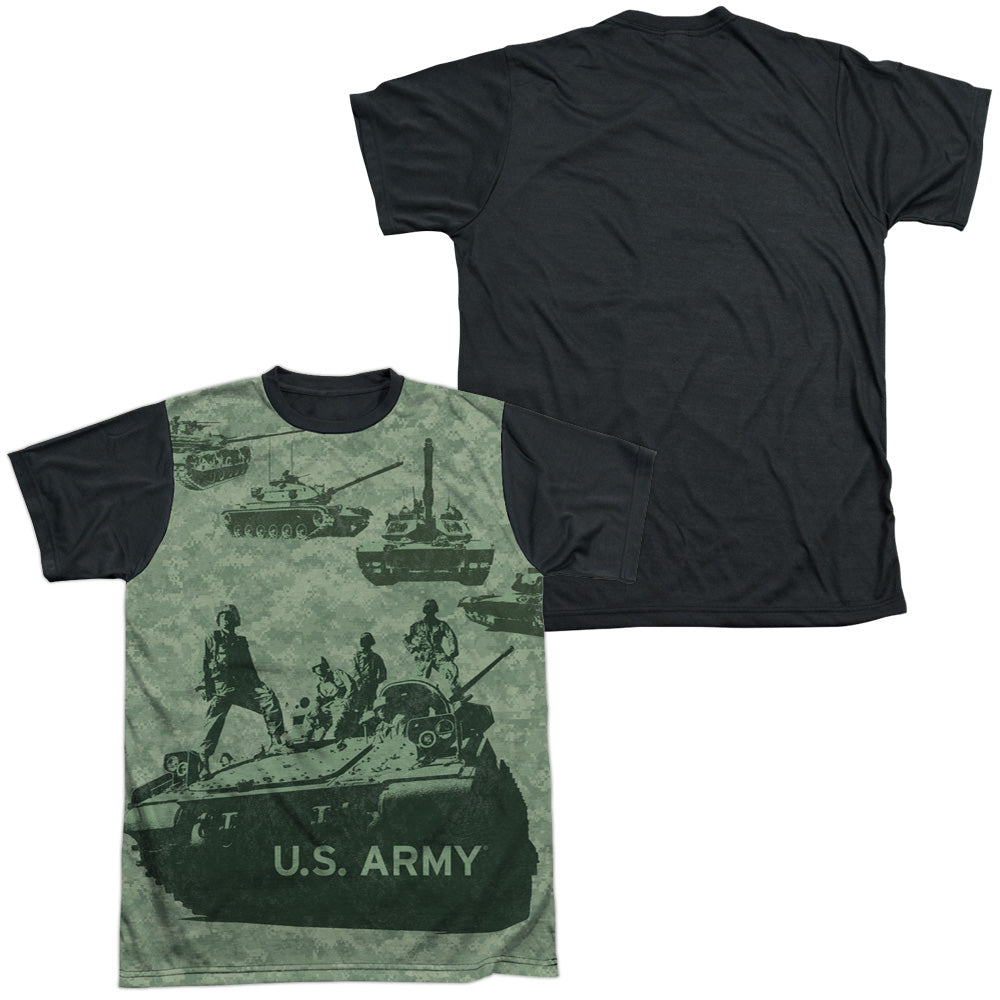 Army - Tank Up - Short Sleeve Adult White Front Black Back   - White T-shirt