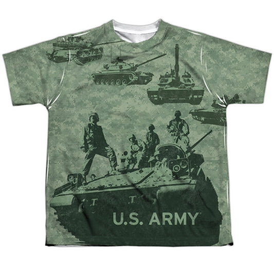 Army - Tank Up - Short Sleeve Youth Poly Crew - White T-shirt