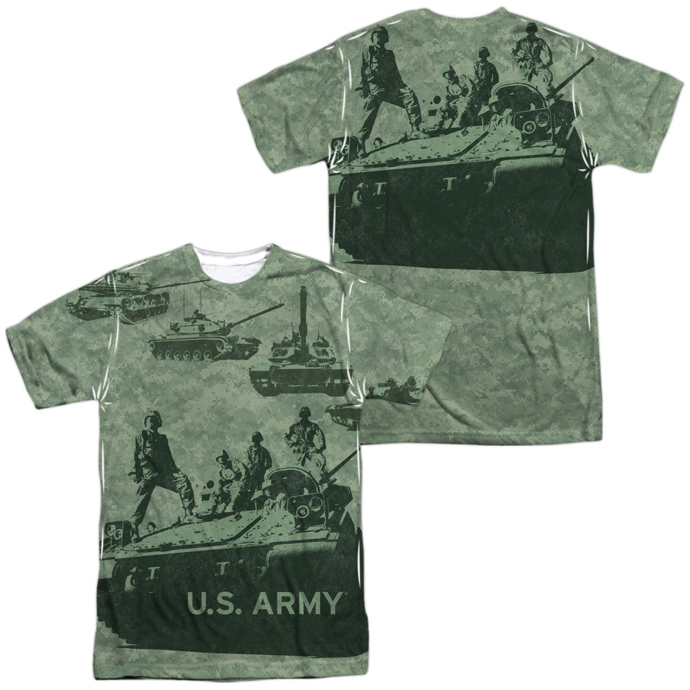 Army - Tank Up (Front/back Print) - Short Sleeve Adult Poly Crew - White T-shirt