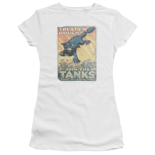 Army - Treat Em Rough - Short Sleeve Junior Sheer - White T-shirt