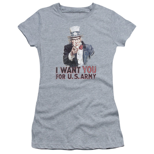 Army - I Want You - Short Sleeve Junior Sheer - Athletic Heather T-shirt