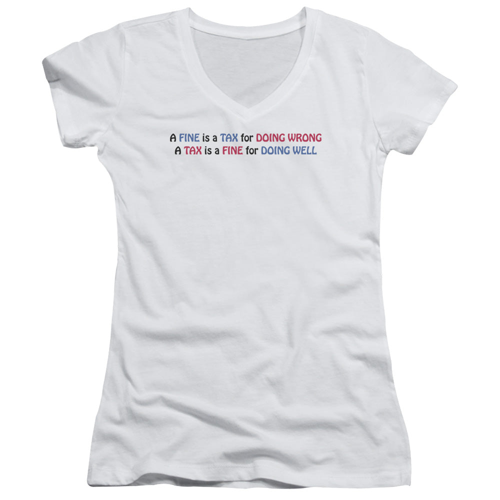 Fine Tax - Junior V-neck - White