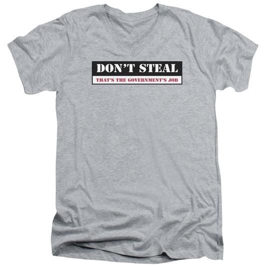 Dont Steal - Short Sleeve Adult V-neck - Athletic Heather T-shirt