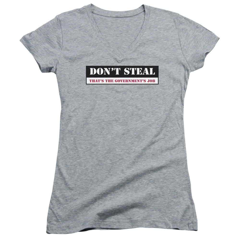 Dont Steal - Junior V-neck - Athletic Heather