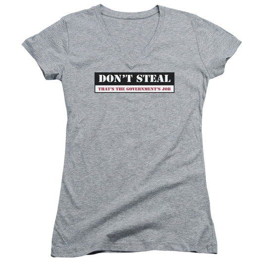 Dont Steal - Junior V-neck - Athletic Heather