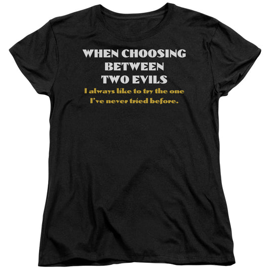 Two Evils - Short Sleeve Womens Tee - Black T-shirt