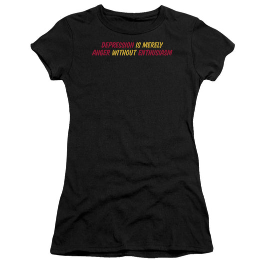 Aner Without Enthusiasm - Short Sleeve Junior Sheer - Black T-shirt