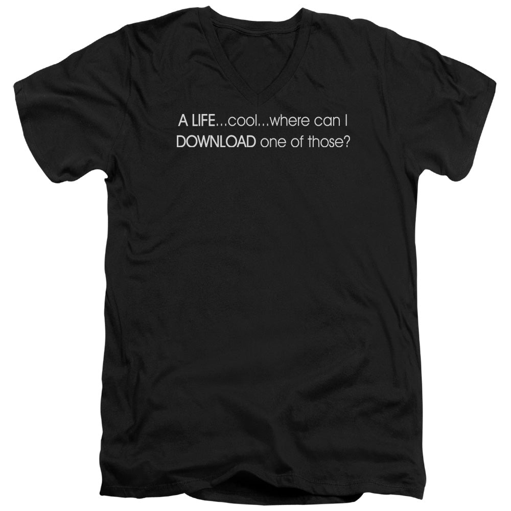 A Life Download - Short Sleeve Adult V-neck - Black T-shirt