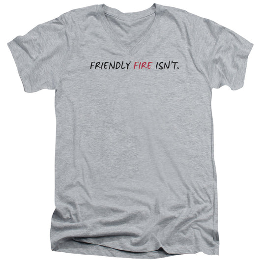 Friendly Fire Isnt - Short Sleeve Adult V-neck - Athletic Heather T-shirt