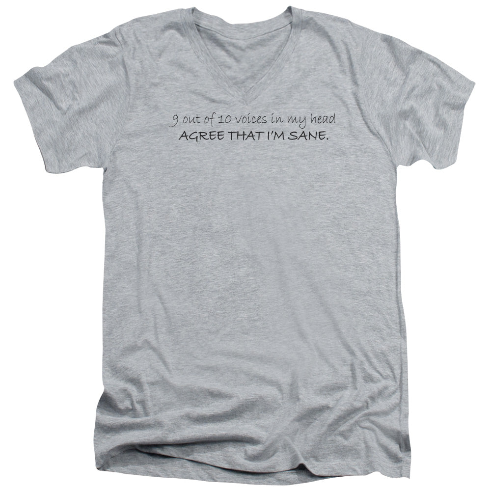 9 Out Of 10 Voices - Short Sleeve Adult V-neck - Athletic Heather T-shirt