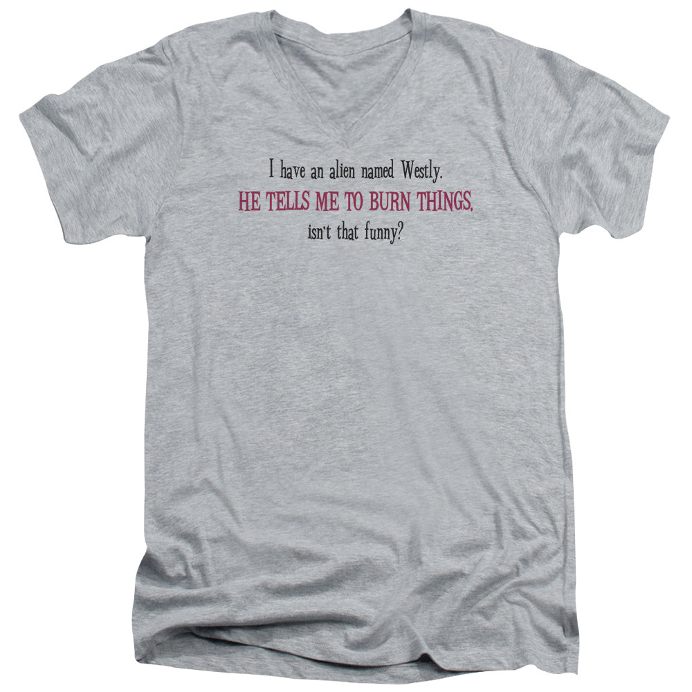 Alien Named Westly - Short Sleeve Adult V-neck - Athletic Heather T-shirt