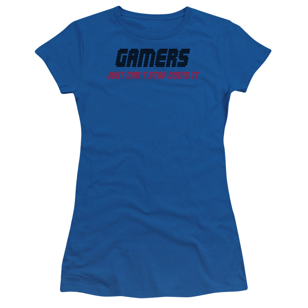 Gamers Cant Stop - Short Sleeve Junior Sheer - Royal Blue T-shirt