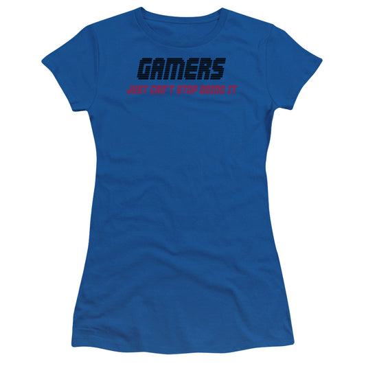Gamers Cant Stop - Short Sleeve Junior Sheer - Royal Blue T-shirt