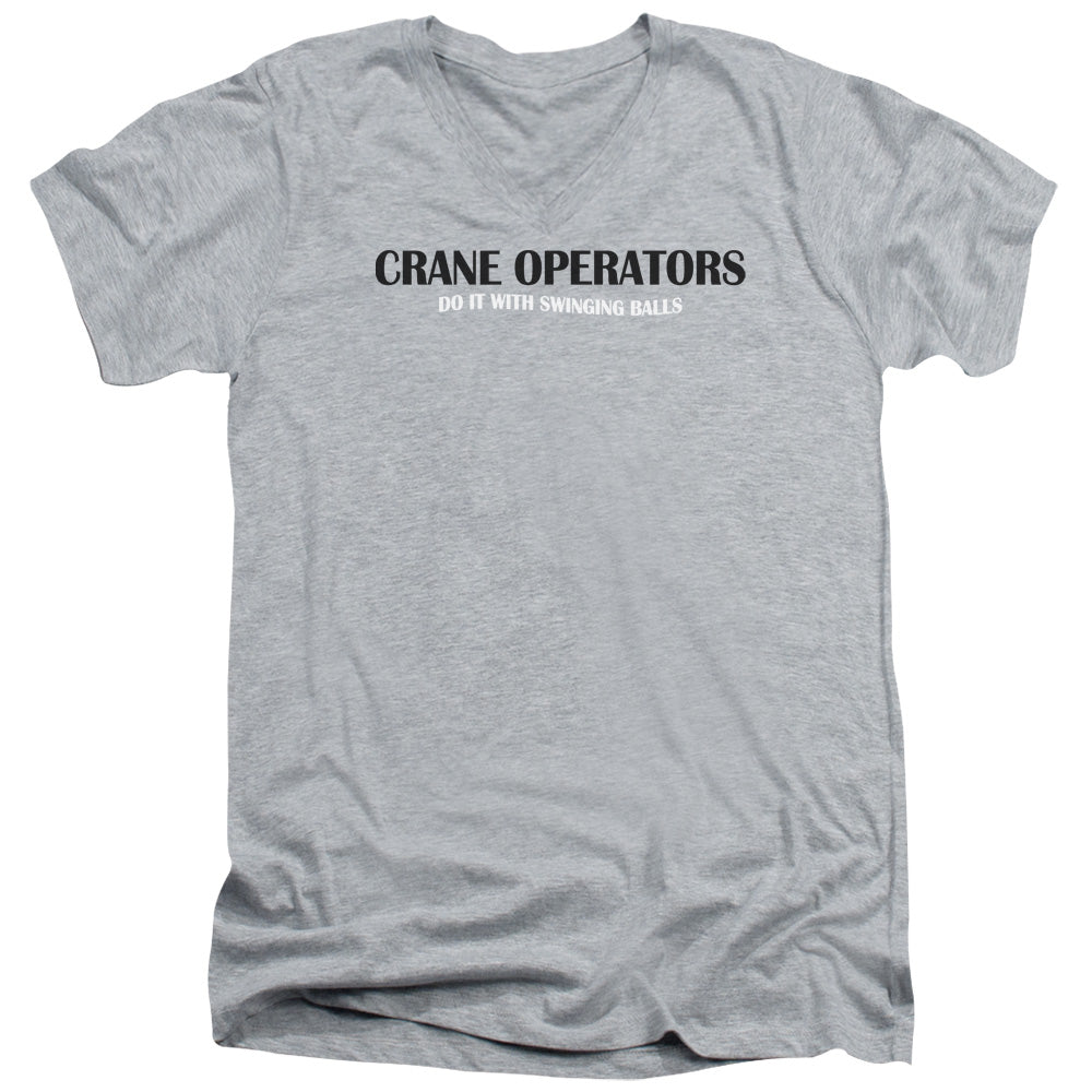 Crane Operators Do It - Short Sleeve Adult V-neck - Athletic Heather T-shirt