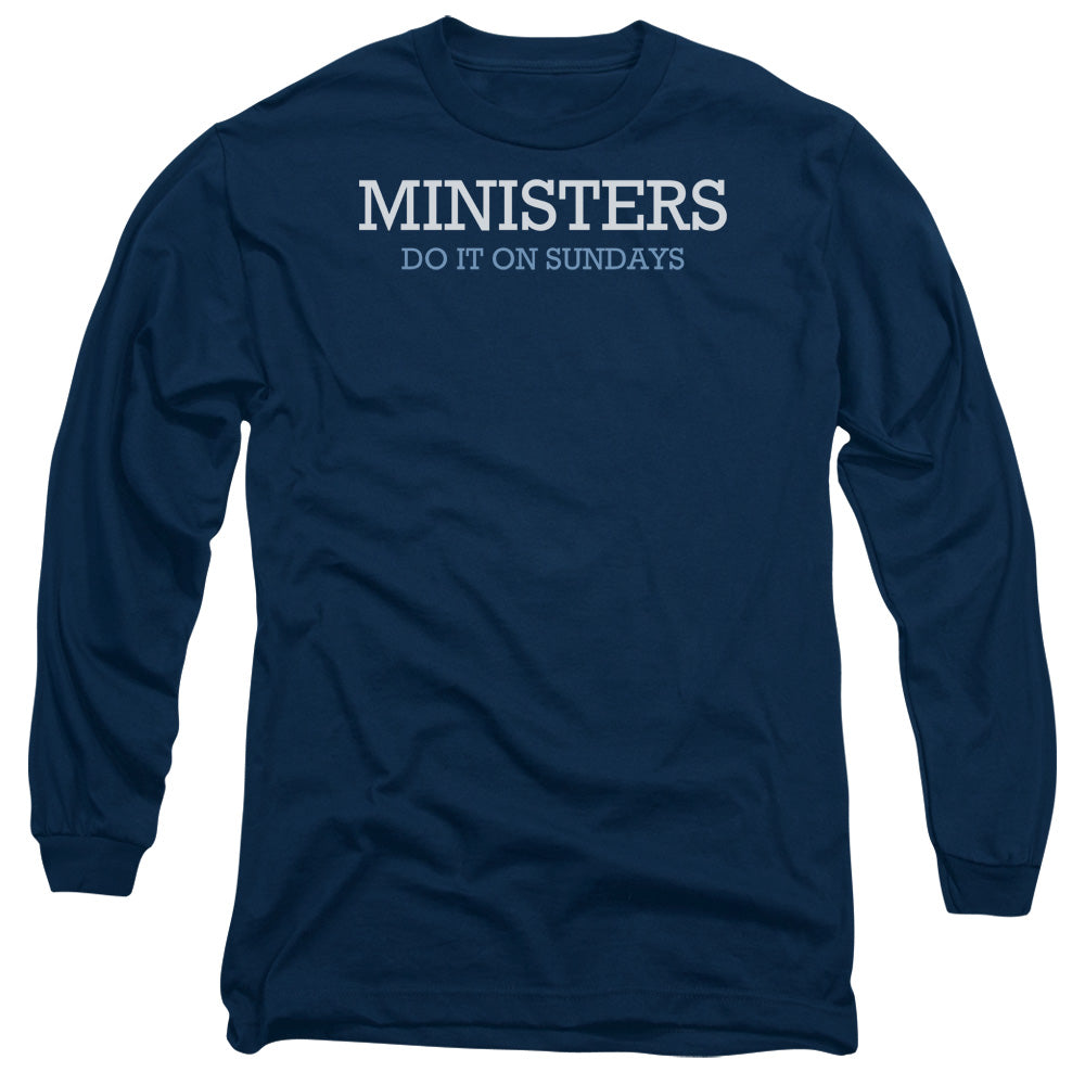 Ministers Do It - Long Sleeve Adult 18 - 1 - Navy T-shirt