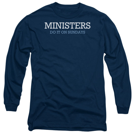 Ministers Do It - Long Sleeve Adult 18 - 1 - Navy T-shirt