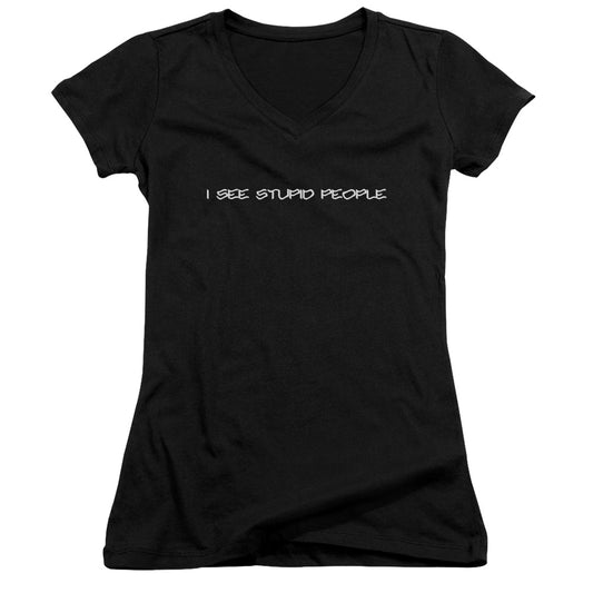 Stupid People - Junior V-neck - Black