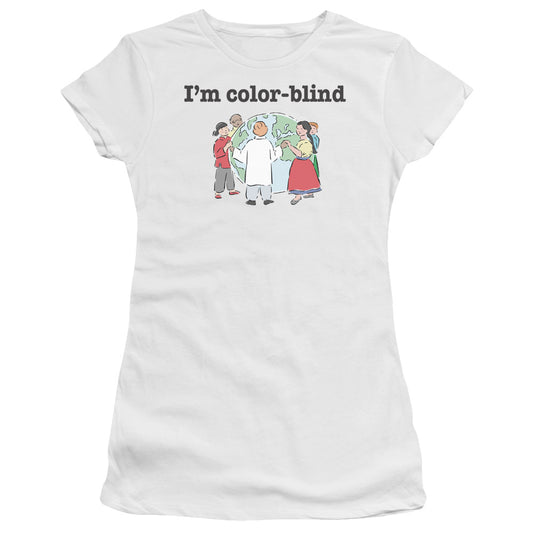 Color Blind - Short Sleeve Junior Sheer - White T-shirt