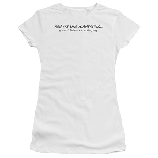 Men Like Commercials - Short Sleeve Junior Sheer - White T-shirt