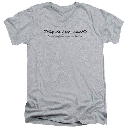 Why Do Farts Smell - Short Sleeve Adult V-neck - Athletic Heather T-shirt