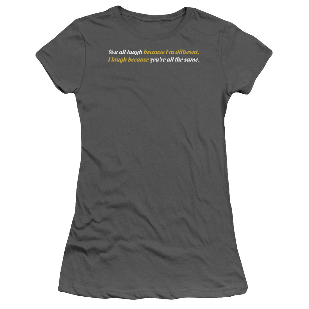 Because Im Different - Short Sleeve Junior Sheer - Charcoal T-shirt