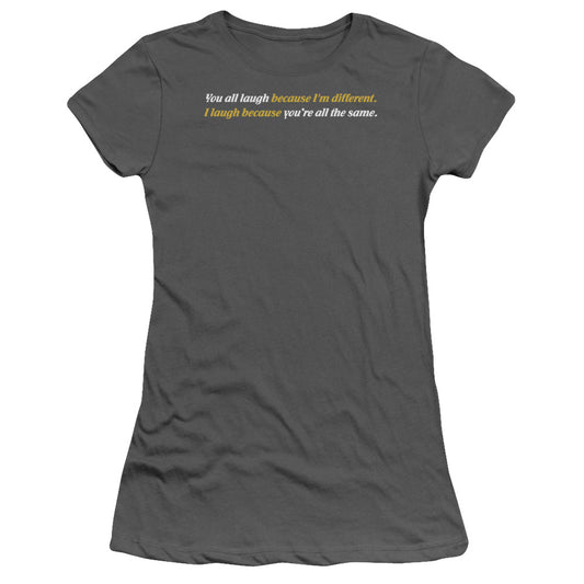 Because Im Different - Short Sleeve Junior Sheer - Charcoal T-shirt