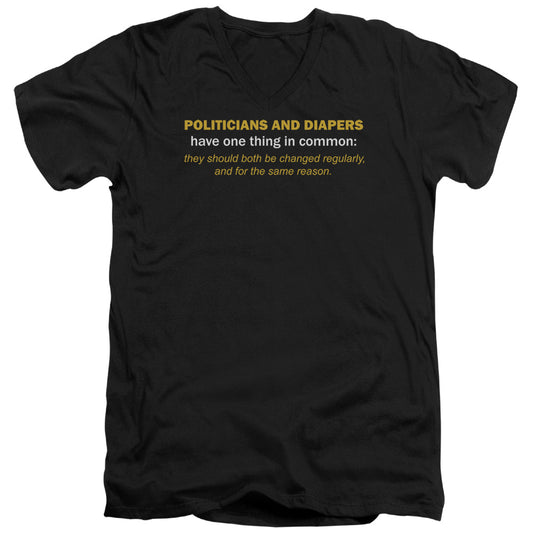 Politicians Like Diapers - Short Sleeve Adult V-neck - Black T-shirt