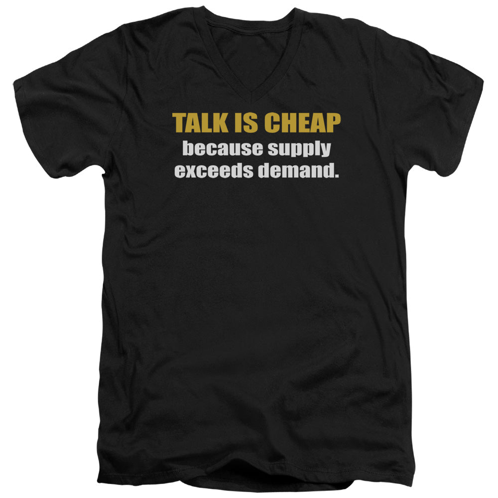 Supply Exceeds Demand - Short Sleeve Adult V-neck - Black T-shirt