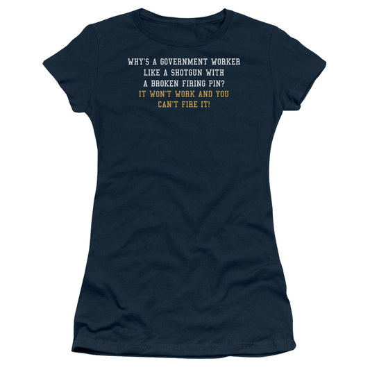 Government Worker - Short Sleeve Junior Sheer - Navy T-shirt