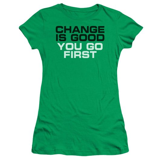 Change Is Good - Short Sleeve Junior Sheer - Kelly Green T-shirt