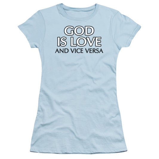 God Is Love - Short Sleeve Junior Sheer - Light Blue T-shirt