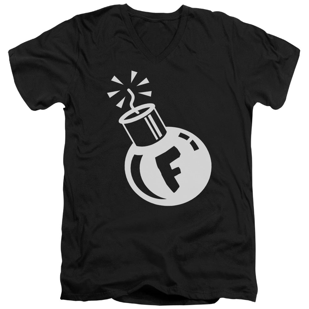 F Bomb - Short Sleeve Adult V-neck - Black T-shirt