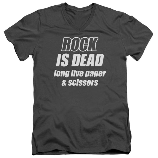 Rock Is Dead - Short Sleeve Adult V-neck - Charcoal T-shirt